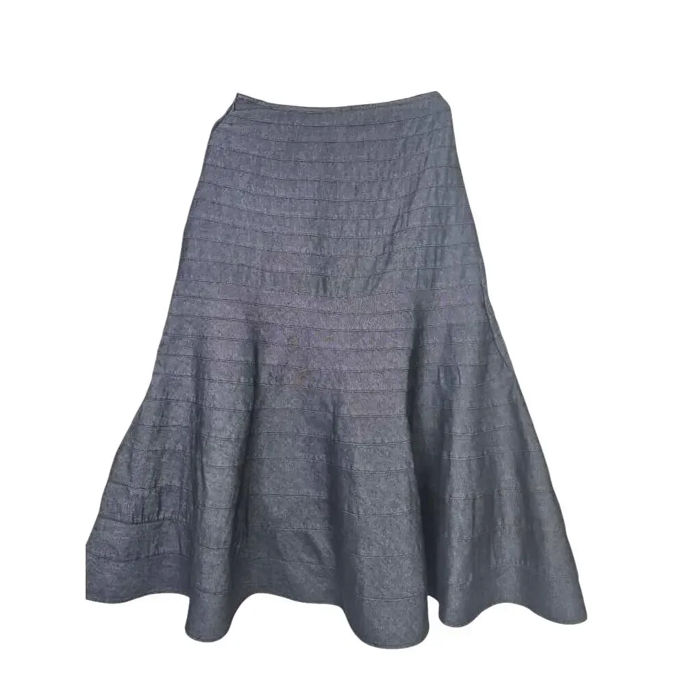 Denim Maxi Skirt Sz 8 Med Dark Fit & Flare Classic Preppy Cowgirl Country